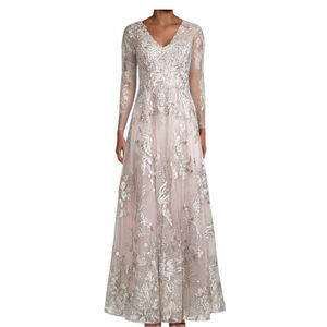 Mac Duggal Embroidered Lace Gown Vintage Lilac Size 14